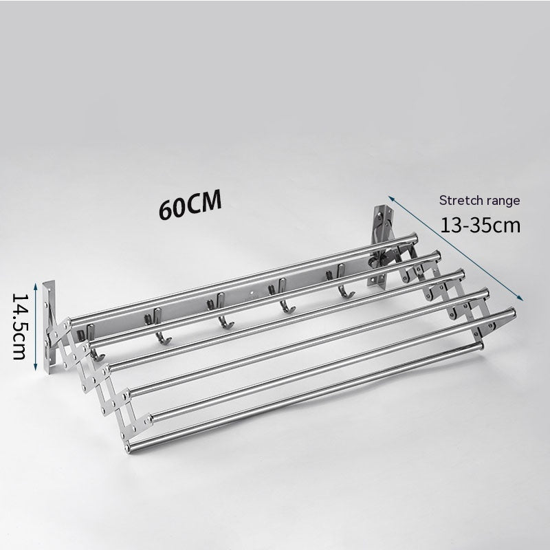 Stainless Steel Stretchable Shelf Storage Towel Rack with Hooks