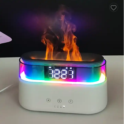 7 Color LED Light Simulation Flame Alarm Clock Aroma Diffuser