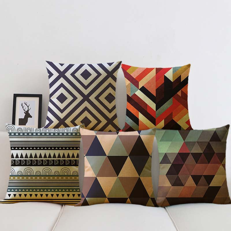 Geometric Design Couch and Bed Throw Pillow Cases