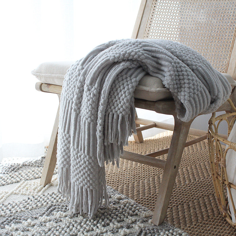 Nordic Woolen Bubble Knitted Sofa Blanket - 3 Colors