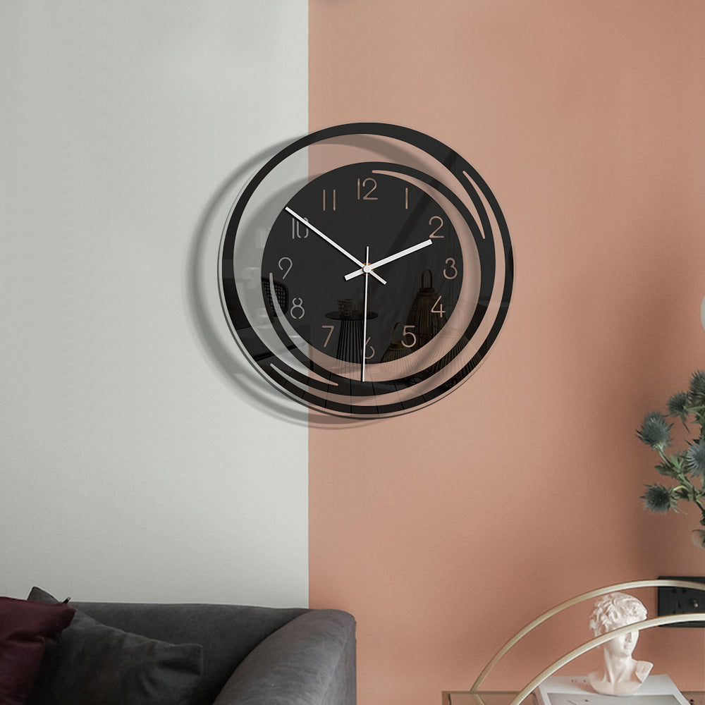 Black Minimalist Transparent Silent Clock