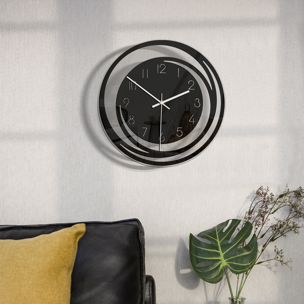 Black Minimalist Transparent Silent Clock