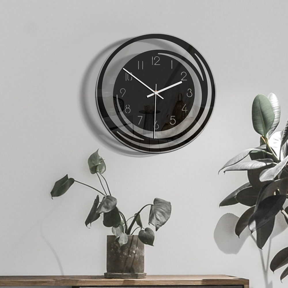 Black Minimalist Transparent Silent Clock