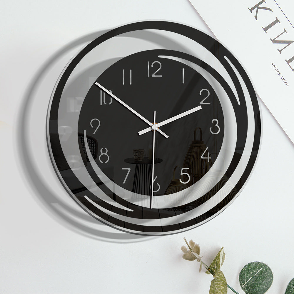 Black Minimalist Transparent Silent Clock