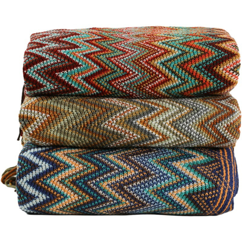 Bohemian Style Cross Border Knitted Sofa Blanket - Multiple Styles