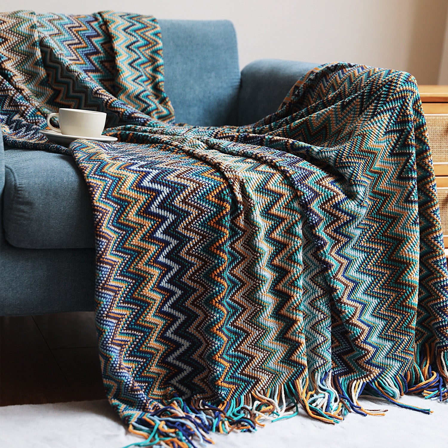 Bohemian Style Cross Border Knitted Sofa Blanket - Multiple Styles