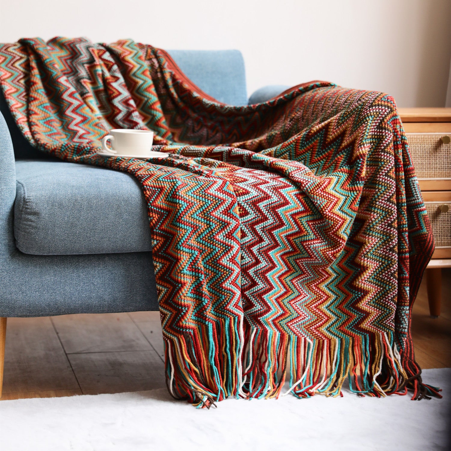 Bohemian Style Cross Border Knitted Sofa Blanket - Multiple Styles