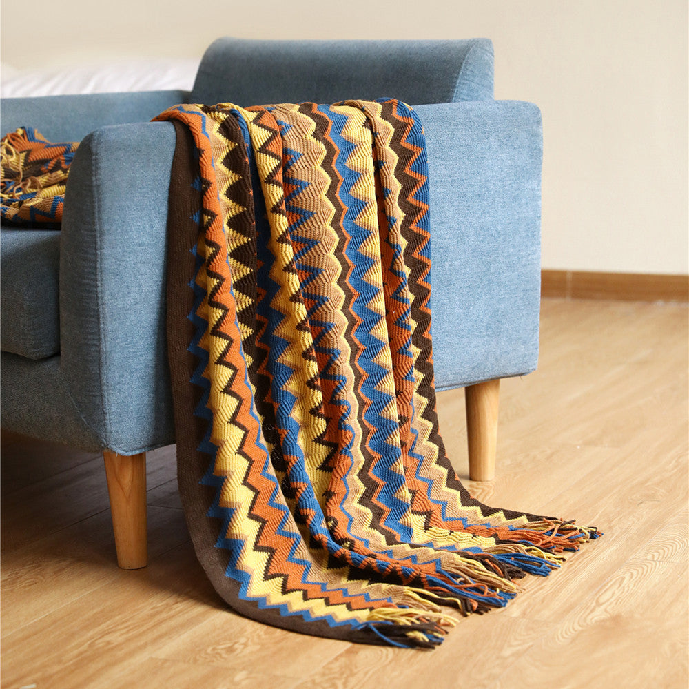 Bohemian Style Cross Border Knitted Sofa Blanket - Multiple Styles