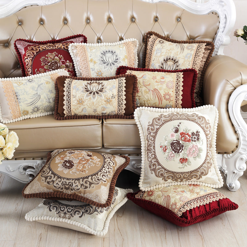 Embroidered Jacquard Fabric Pillow Cushion