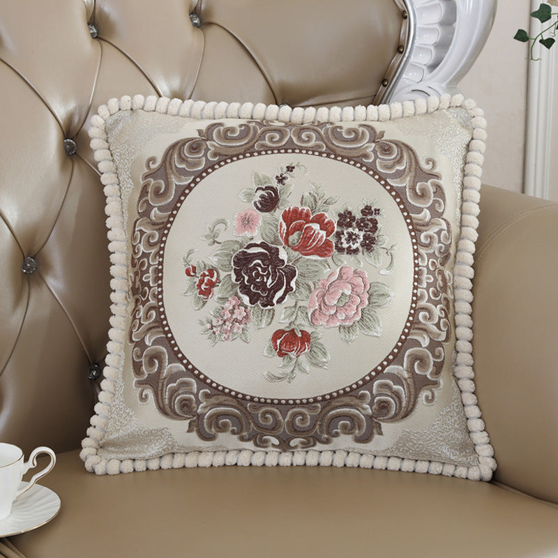 Embroidered Jacquard Fabric Pillow Cushion