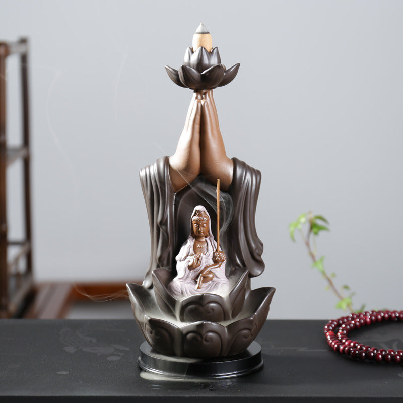 Ceramic Incense Burner - Buddha Three Holy Crafts