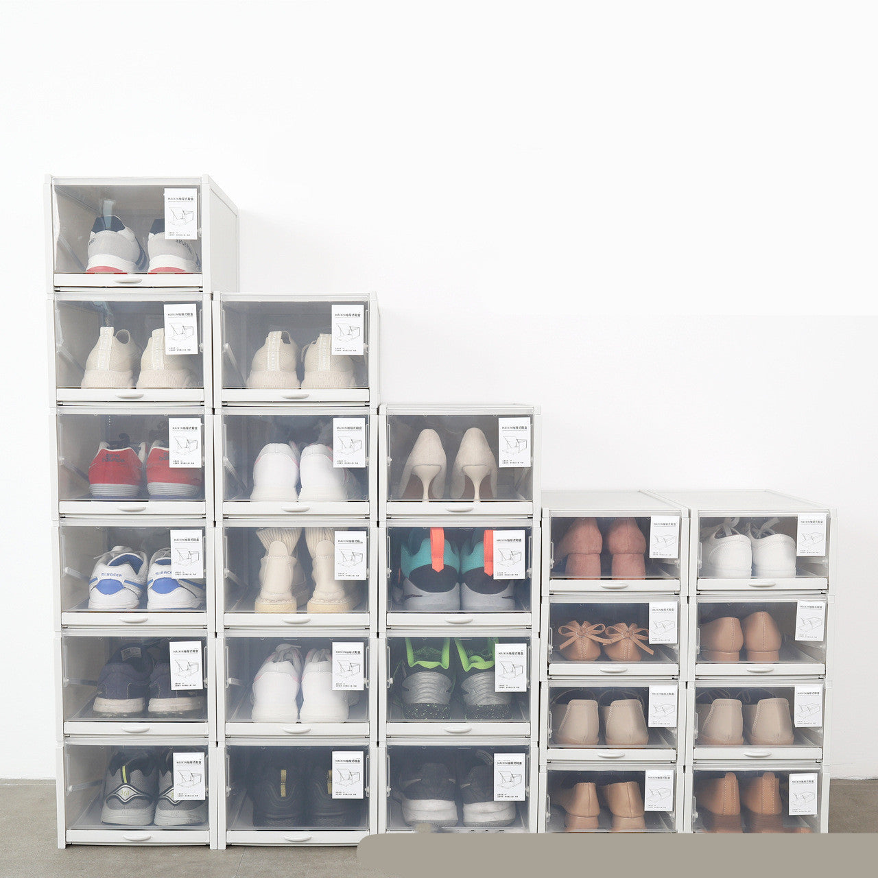 Dust-Proof Off-White Shoe Cabinet