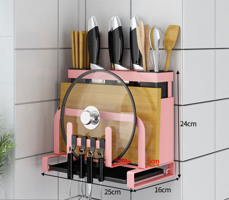 Multi-purpose Storage Rack for Pot Covers, Cutting Board, Chopsticks, Spoons, and more