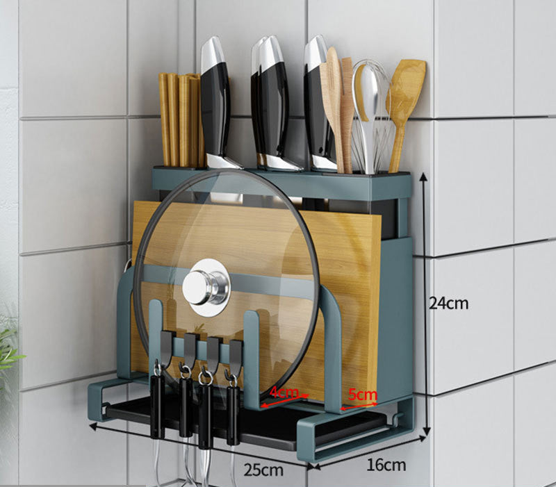 Multi-purpose Storage Rack for Pot Covers, Cutting Board, Chopsticks, Spoons, and more