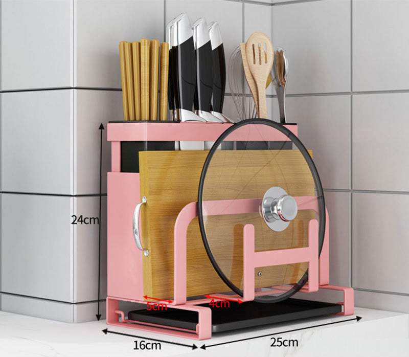 Multi-purpose Storage Rack for Pot Covers, Cutting Board, Chopsticks, Spoons, and more