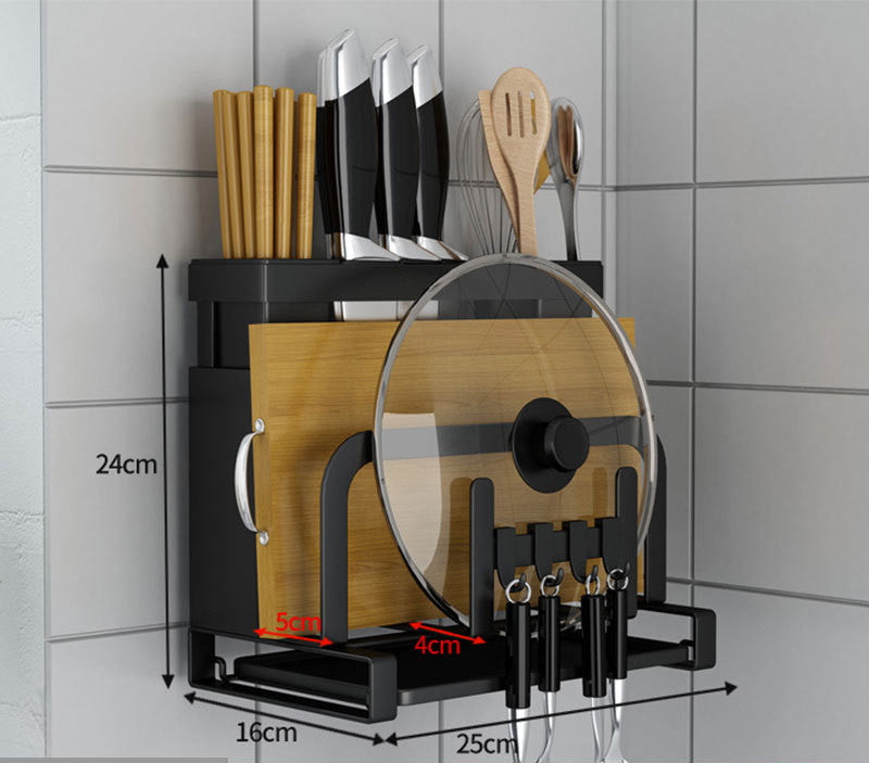 Multi-purpose Storage Rack for Pot Covers, Cutting Board, Chopsticks, Spoons, and more