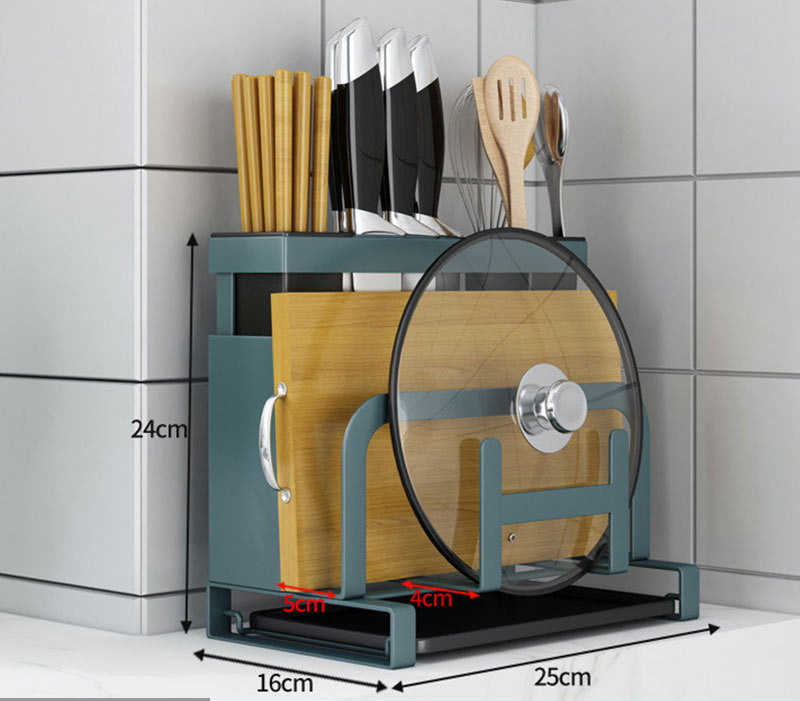 Multi-purpose Storage Rack for Pot Covers, Cutting Board, Chopsticks, Spoons, and more