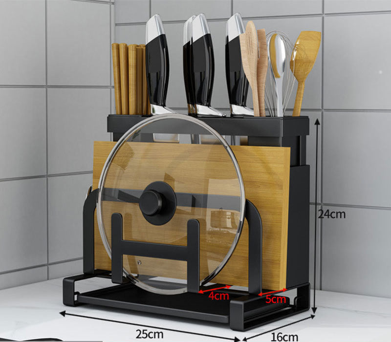 Multi-purpose Storage Rack for Pot Covers, Cutting Board, Chopsticks, Spoons, and more