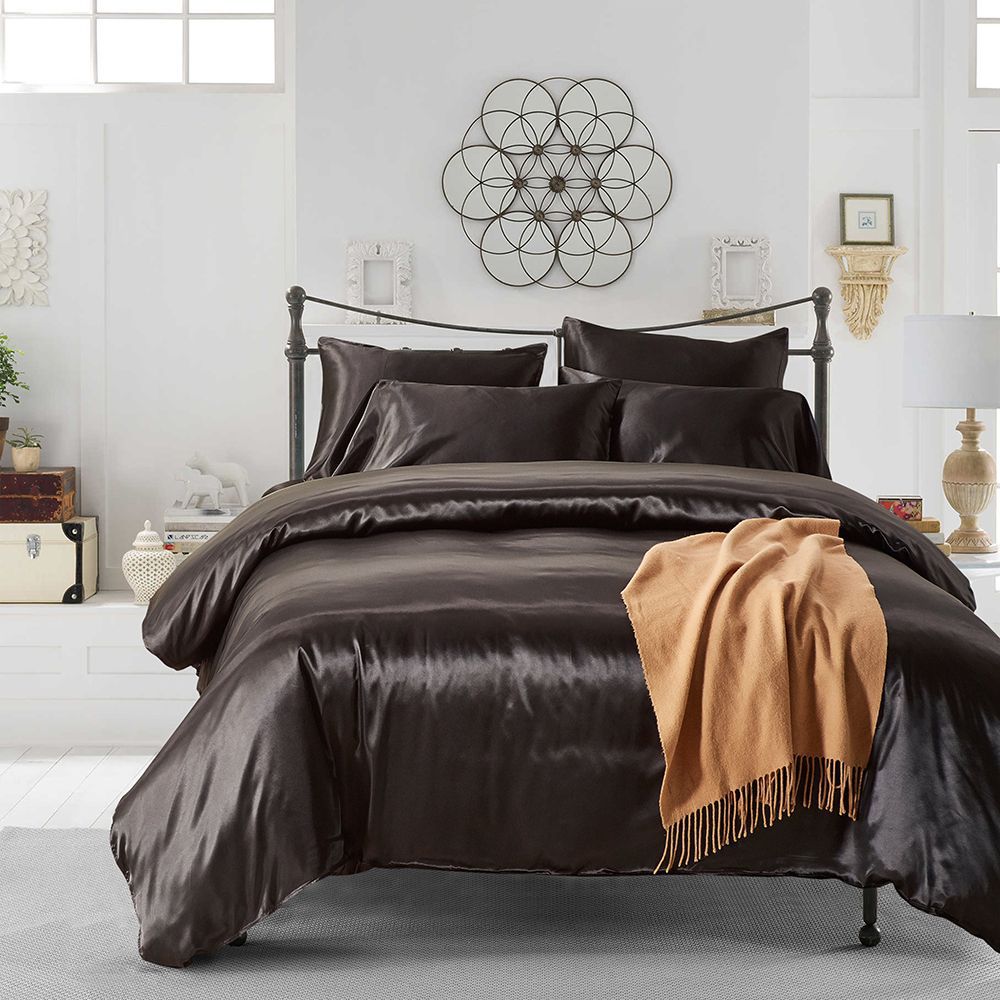 Luxury Silk Style Solid Color Comforter Bedding Set - Multiple Colors