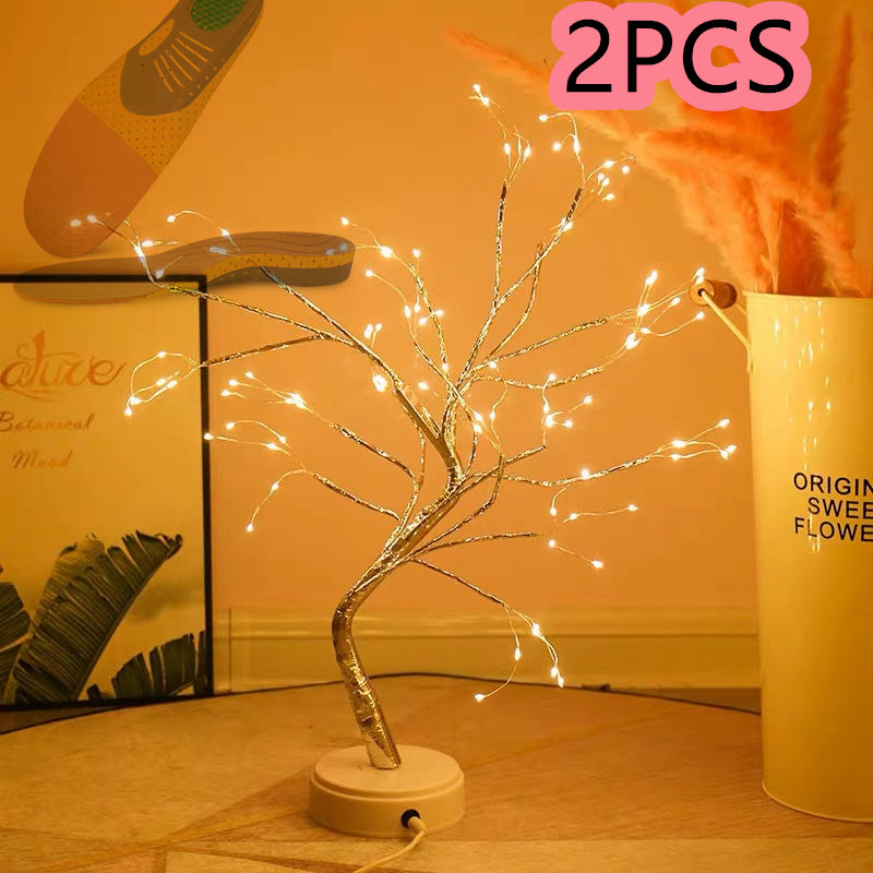 Warm Color LED Copper Wire Tree Bedroom Light