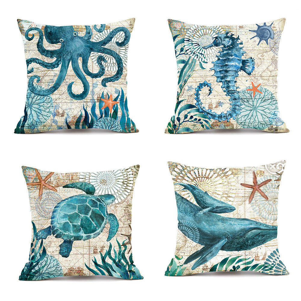 Sea Animal Theme Printed Cushion and Pillow Cases