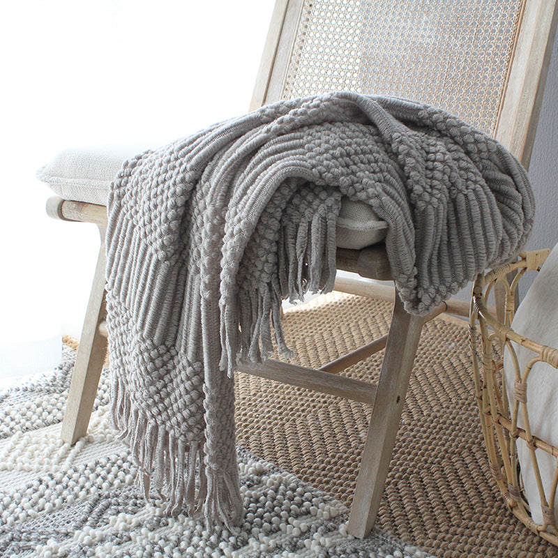 Nordic Woolen Bubble Knitted Sofa Blanket - 3 Colors