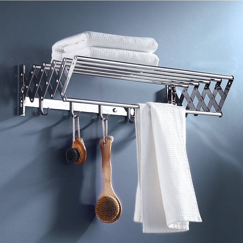 Stainless Steel Stretchable Shelf Storage Towel Rack with Hooks