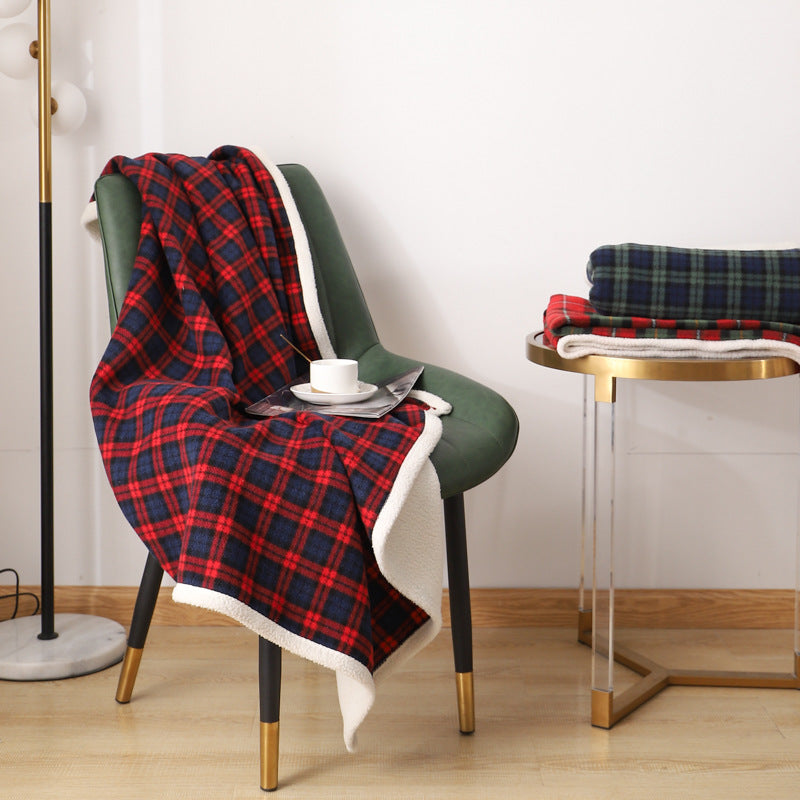 Geometric Lambswool Holiday Plaid Nap Blanket - 3 Styles