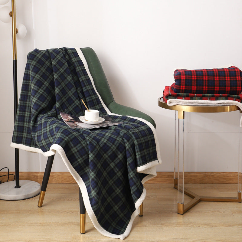 Geometric Lambswool Holiday Plaid Nap Blanket - 3 Styles