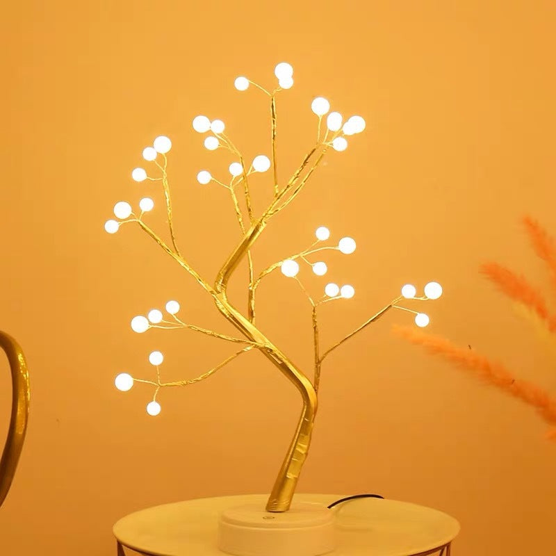 Warm Color LED Copper Wire Tree Bedroom Light