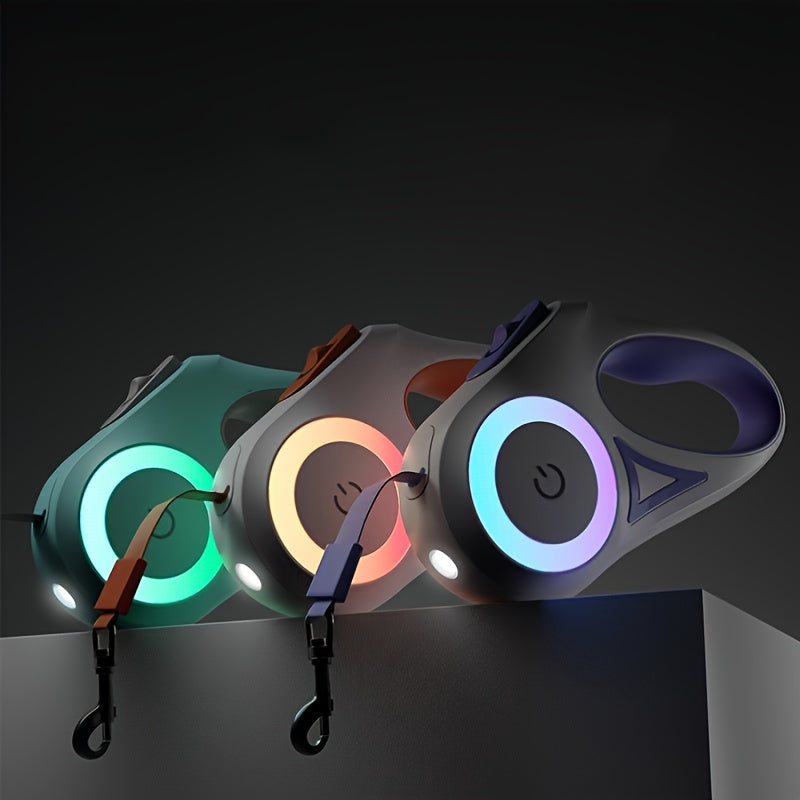 Colorful LED Retractable Dog Leash for Dark Nights and Early Mornings