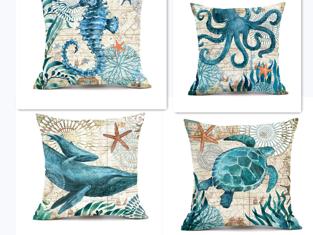 Sea Animal Theme Printed Cushion and Pillow Cases