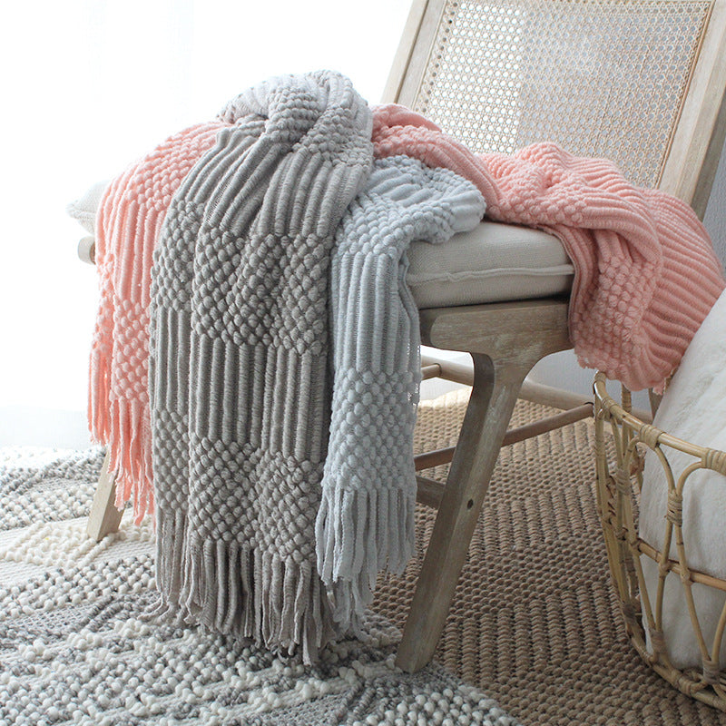 Nordic Woolen Bubble Knitted Sofa Blanket - 3 Colors