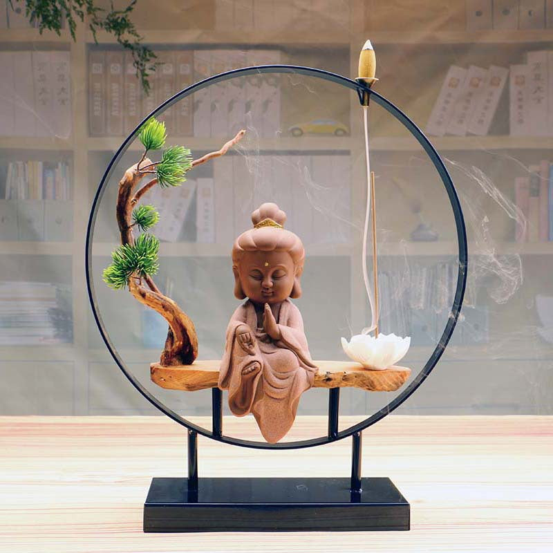 Backflow Incense burner-Lotus and Buddha