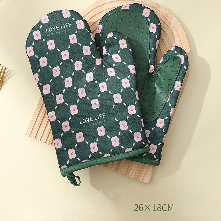 Anti-Scalding Cotton Non-Slip Oven Mitts - 2 Colors