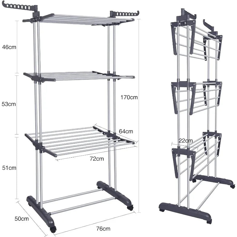 4-Tier Clothes Foldable Drying Rack - Stainless Steel - 4 Styles