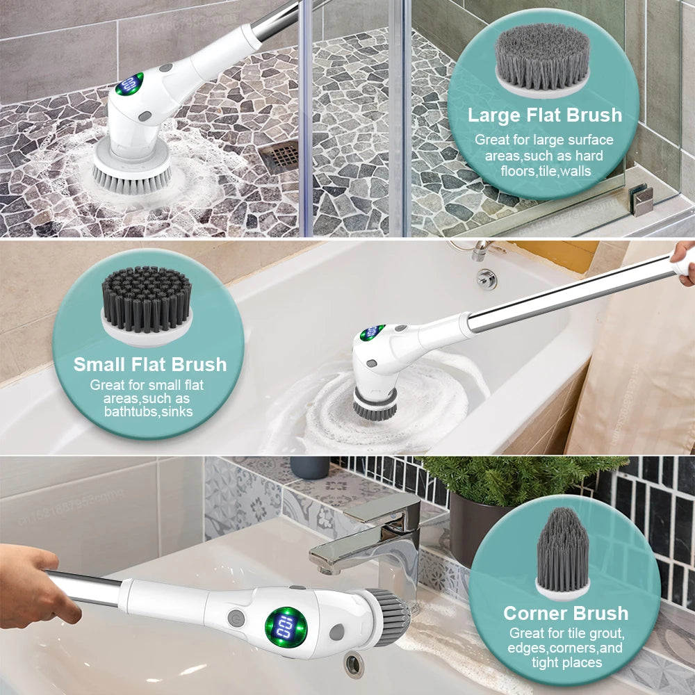 The MagicBristlePro - Electric Cleaning Brush - 8-in-1 Multifunctional Household Rotating Cleaning Brush for Bathrooms, Kitchens, Windows, and more!