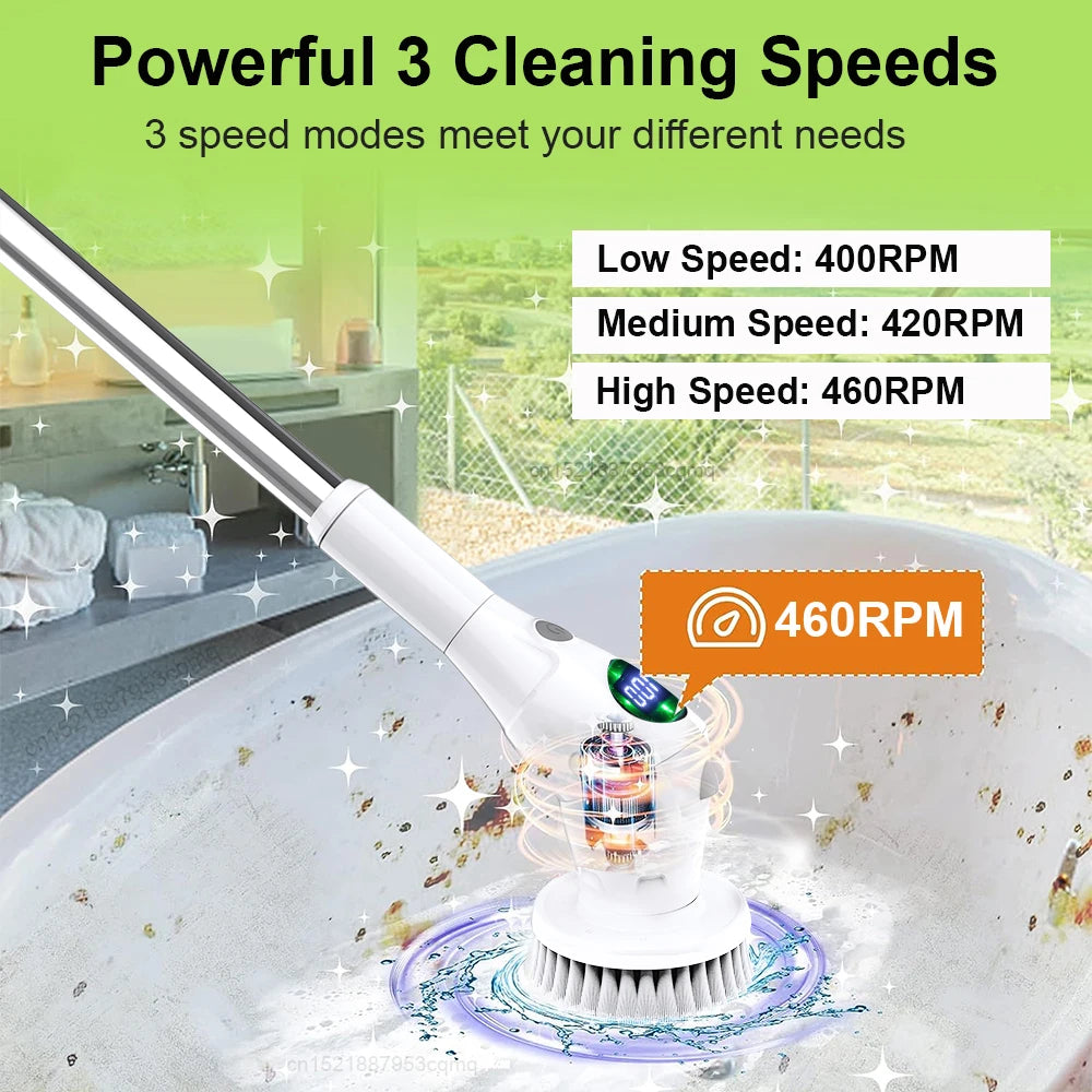 The MagicBristlePro - Electric Cleaning Brush - 8-in-1 Multifunctional Household Rotating Cleaning Brush for Bathrooms, Kitchens, Windows, and more!