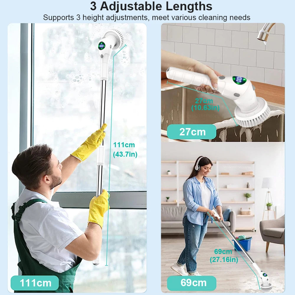 The MagicBristlePro - Electric Cleaning Brush - 8-in-1 Multifunctional Household Rotating Cleaning Brush for Bathrooms, Kitchens, Windows, and more!