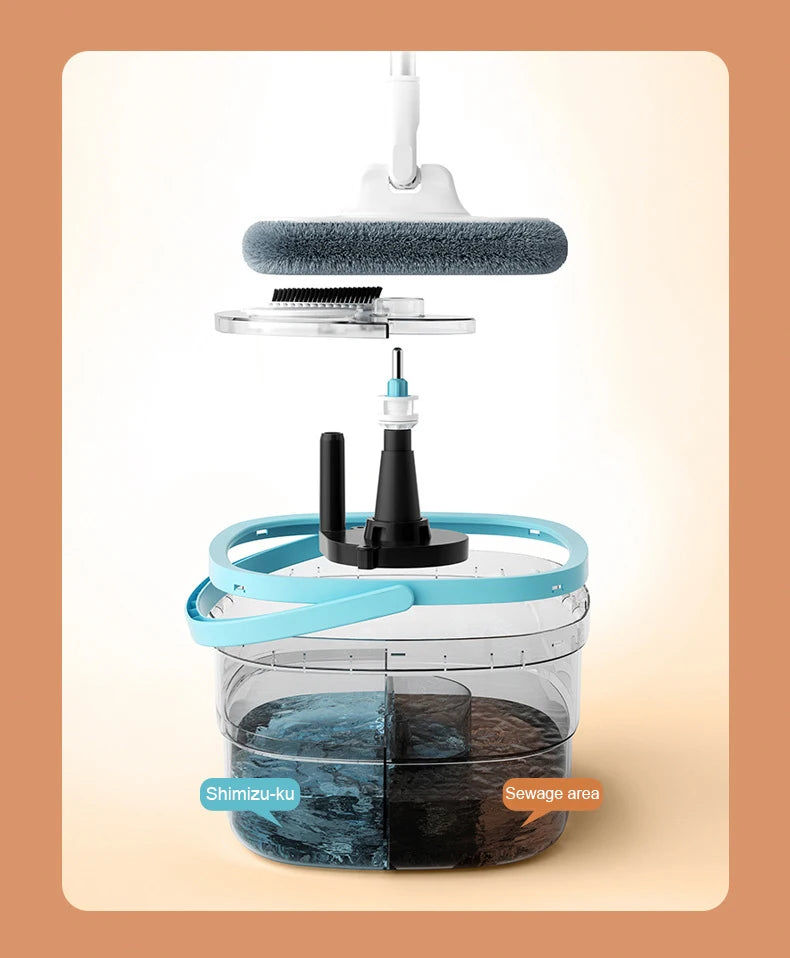 The PristineSwirl 360° Mop & Bucket Combo - Effortlessly Separates Dirty Water for Spotless Floors on Hardwood, Tile, Vinyl, and More!