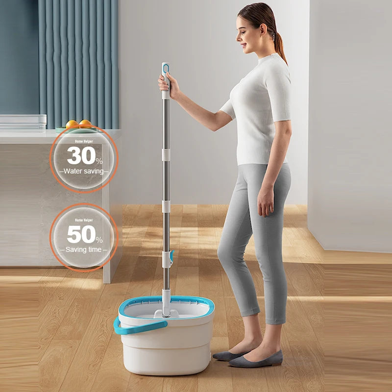 The PristineSwirl 360° Mop & Bucket Combo - Effortlessly Separates Dirty Water for Spotless Floors on Hardwood, Tile, Vinyl, and More!