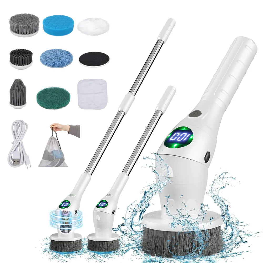 The MagicBristlePro - Electric Cleaning Brush - 8-in-1 Multifunctional Household Rotating Cleaning Brush for Bathrooms, Kitchens, Windows, and more!