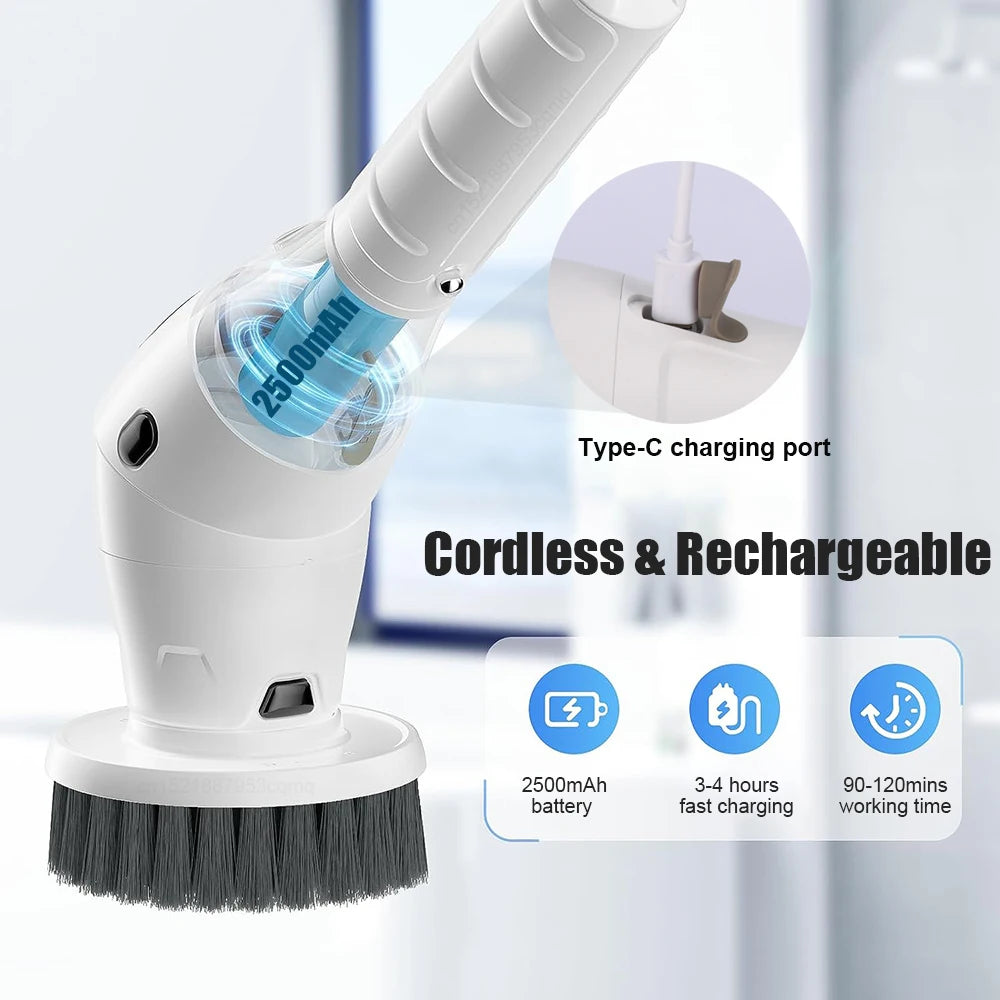 The MagicBristlePro - Electric Cleaning Brush - 8-in-1 Multifunctional Household Rotating Cleaning Brush for Bathrooms, Kitchens, Windows, and more!