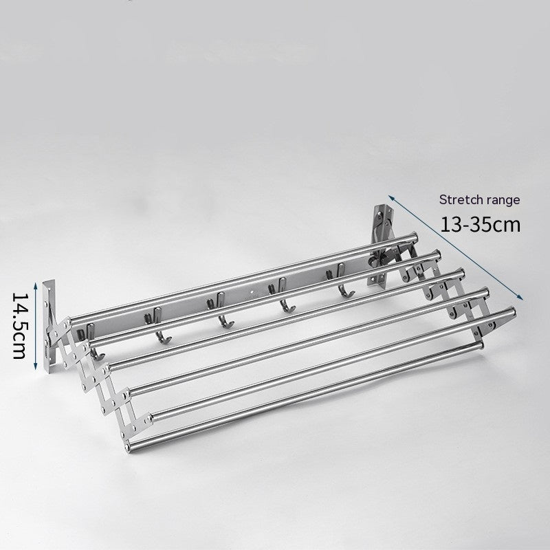 Stainless Steel Stretchable Shelf Storage Towel Rack with Hooks