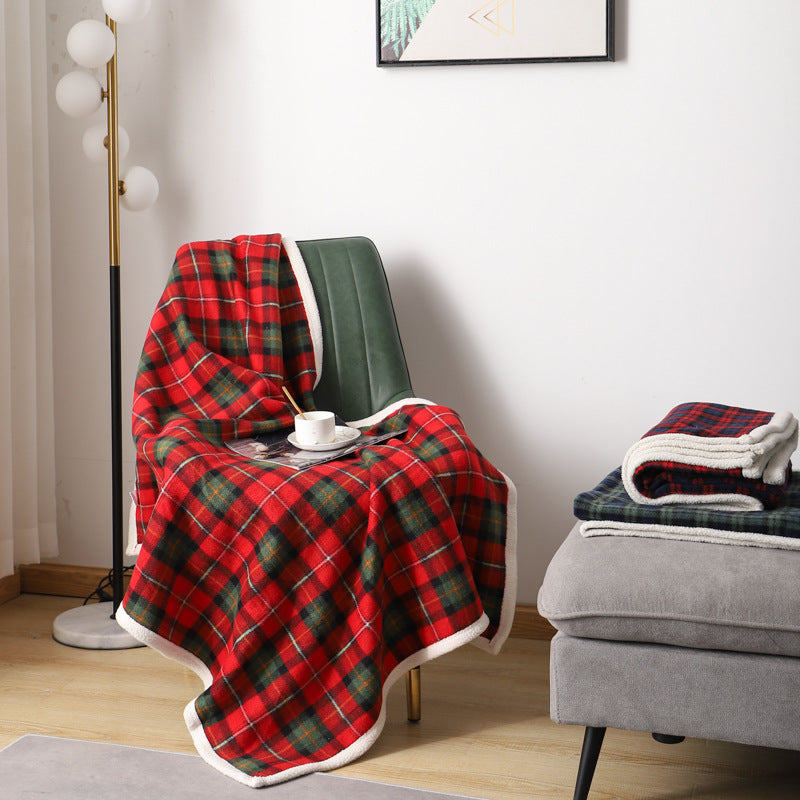 Geometric Lambswool Holiday Plaid Nap Blanket - 3 Styles