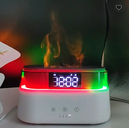 7 Color LED Light Simulation Flame Alarm Clock Aroma Diffuser