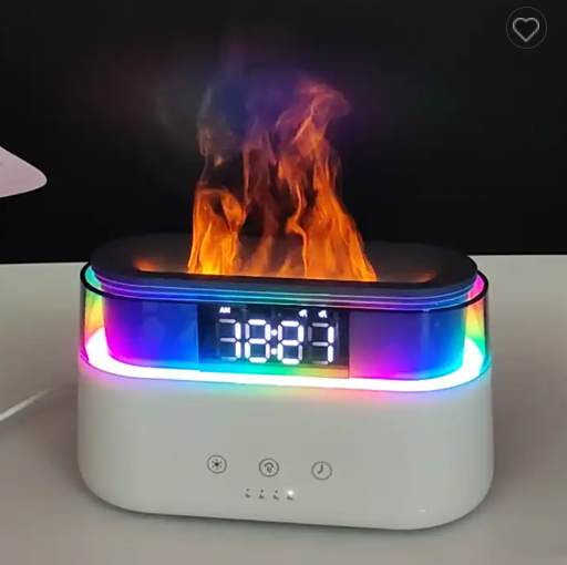 7 Color LED Light Simulation Flame Alarm Clock Aroma Diffuser