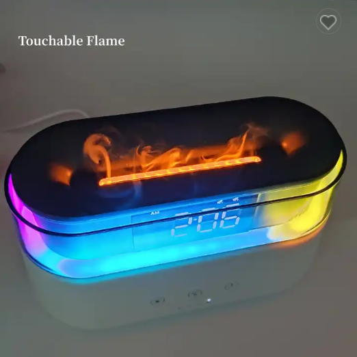 7 Color LED Light Simulation Flame Alarm Clock Aroma Diffuser