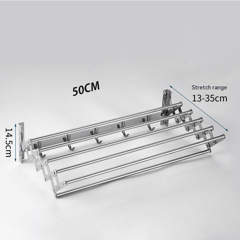 Stainless Steel Stretchable Shelf Storage Towel Rack with Hooks