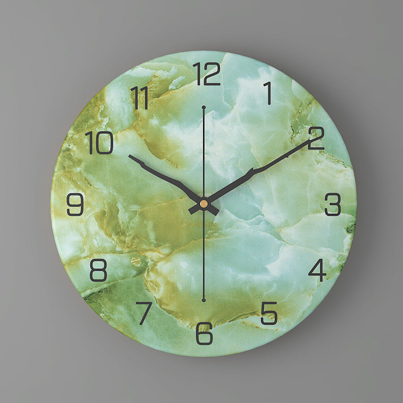 Nordic Fashion Marble Texture Metal Living Room Round Wall Clock Minimalist Creative Clock